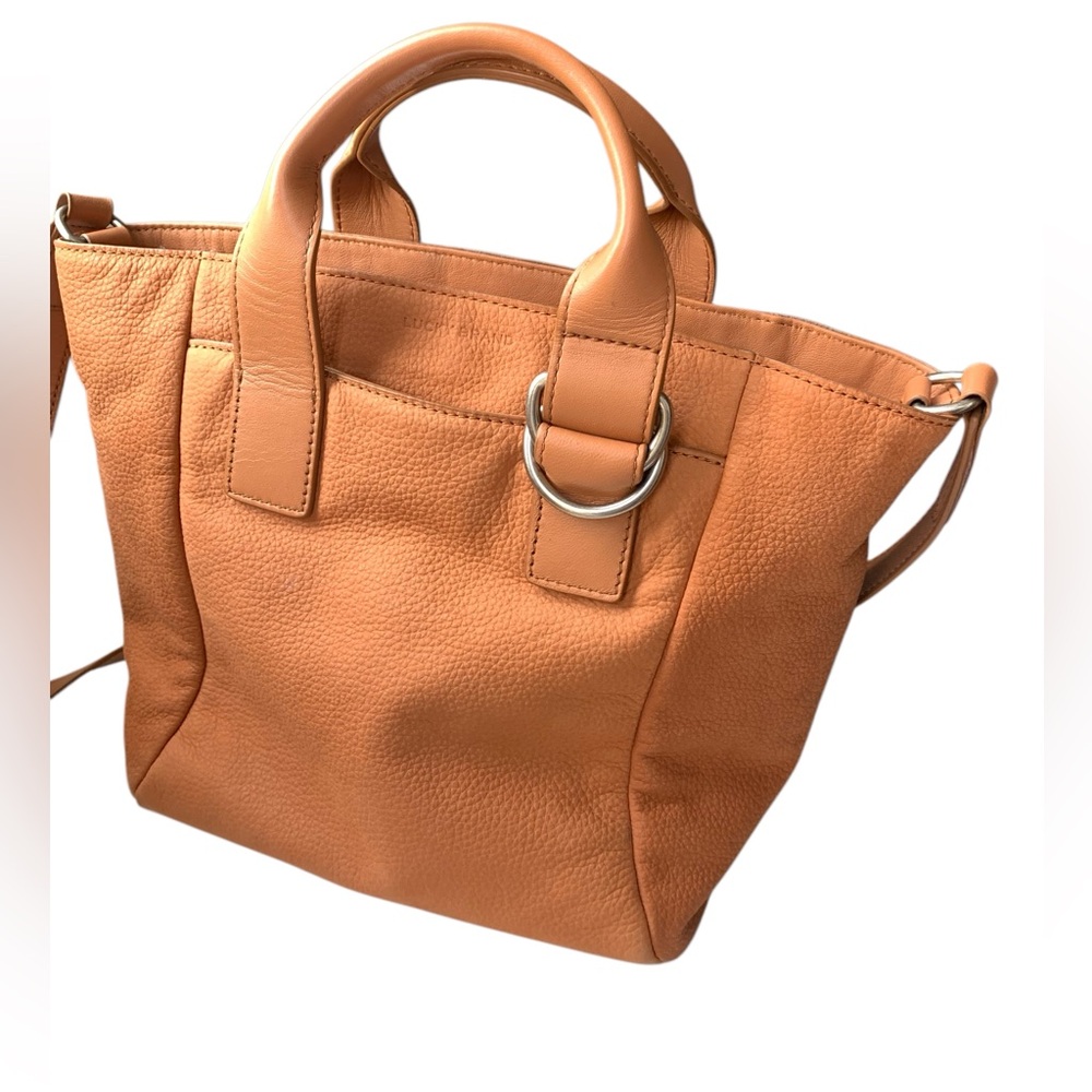 Lucky Brand Women's Leather Hahn Mini Tote Handbag Purse Crossbody Cognac Brown - Picture 7 of 16